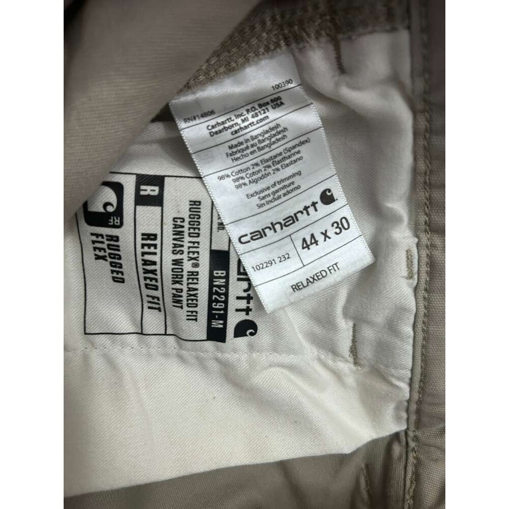 Carhartt Rugged Flex Relaxed Fit Work Pants Mens Size 44 x 30 Canvas Khaki - Picture 7 of 7